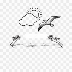 Sketsa pantai siang hari