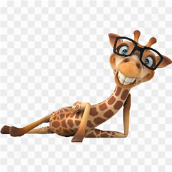 Giraffe with glasses cartoon