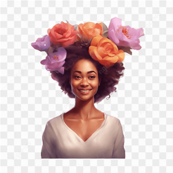 Floral AI generated happy woman