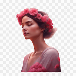Floral AI generated happy woman