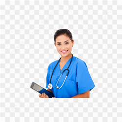 Beautiful nurse wearing blue