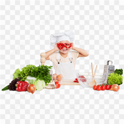 Kid chef cooking